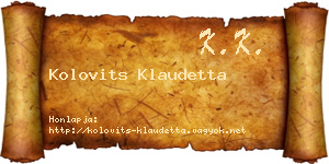 Kolovits Klaudetta névjegykártya